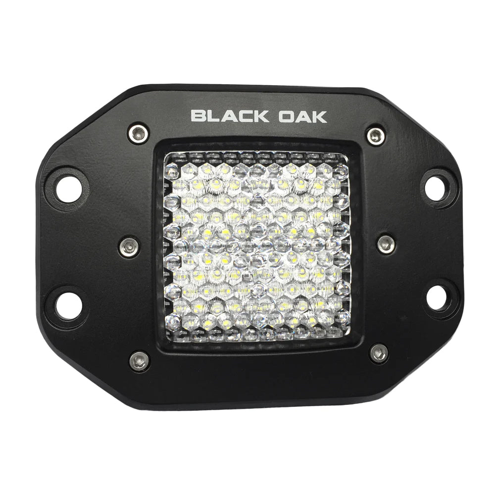 Black Oak 2" Flush Mount LED Pod Light - Diffused Optics - Black Housing - Pro Series 3.0 [2D-FPOD10CR]